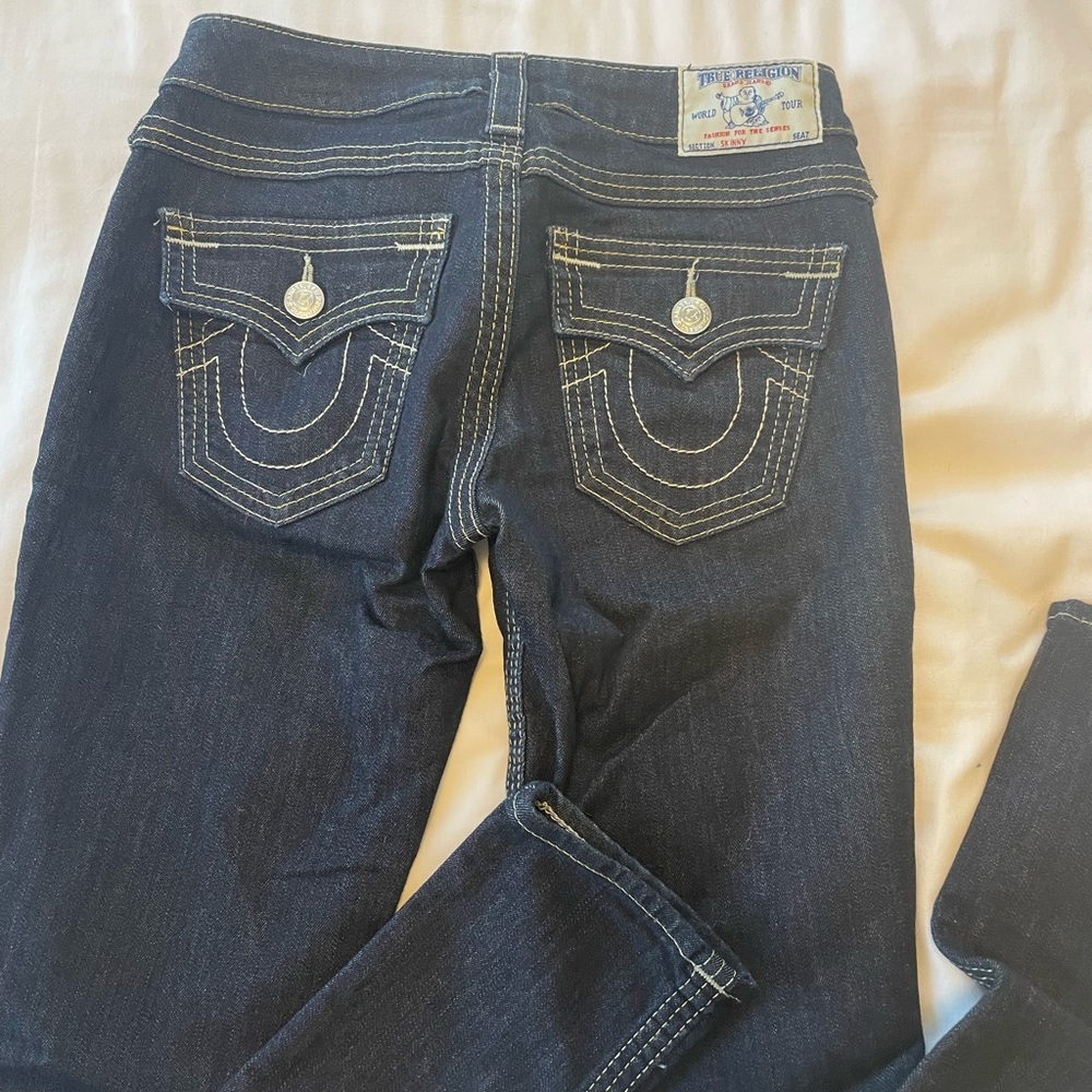 Y2K dark wash true religion skinny jeans